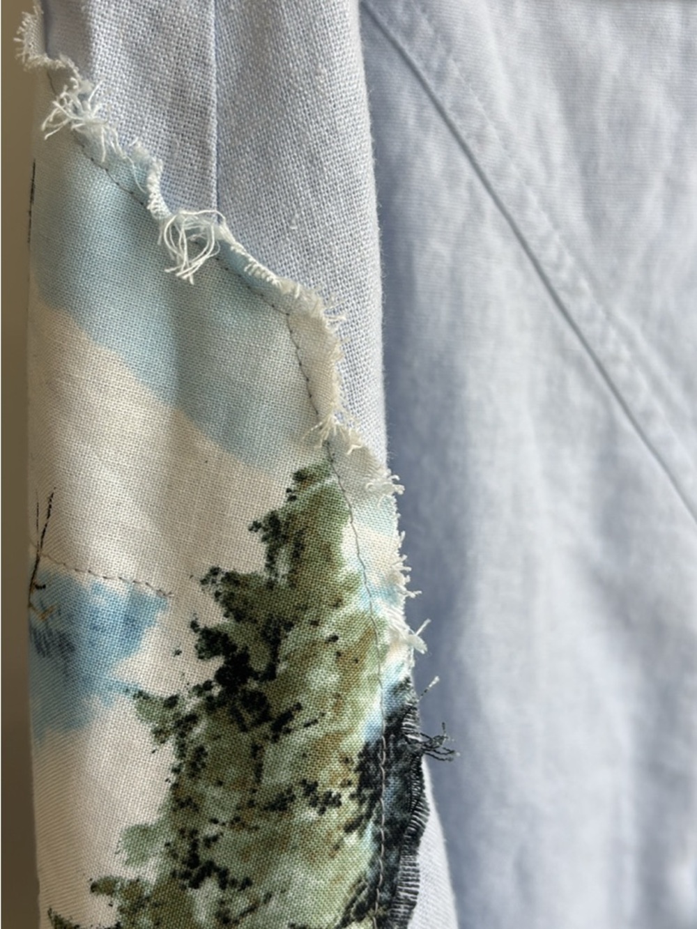 Romantic Garden Long Linen Blend Maxi Skirt Lace Trim Ruffle Print Patchwork - Picture 9 of 11
